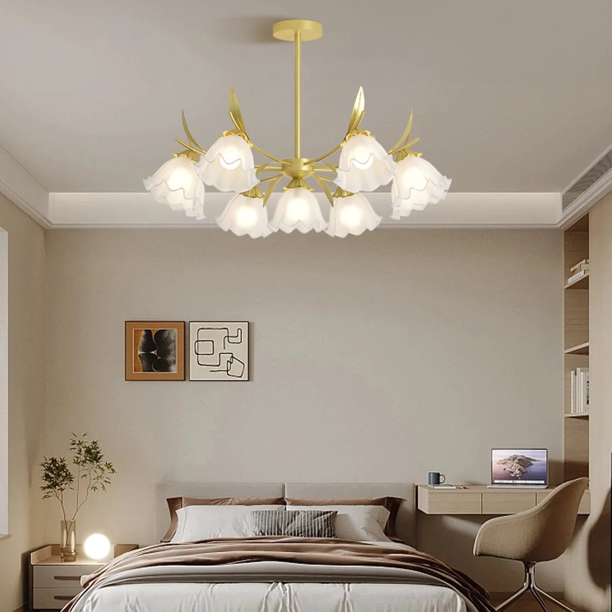 Antizer French Vintage Lily of the Valley Flower Chandelier