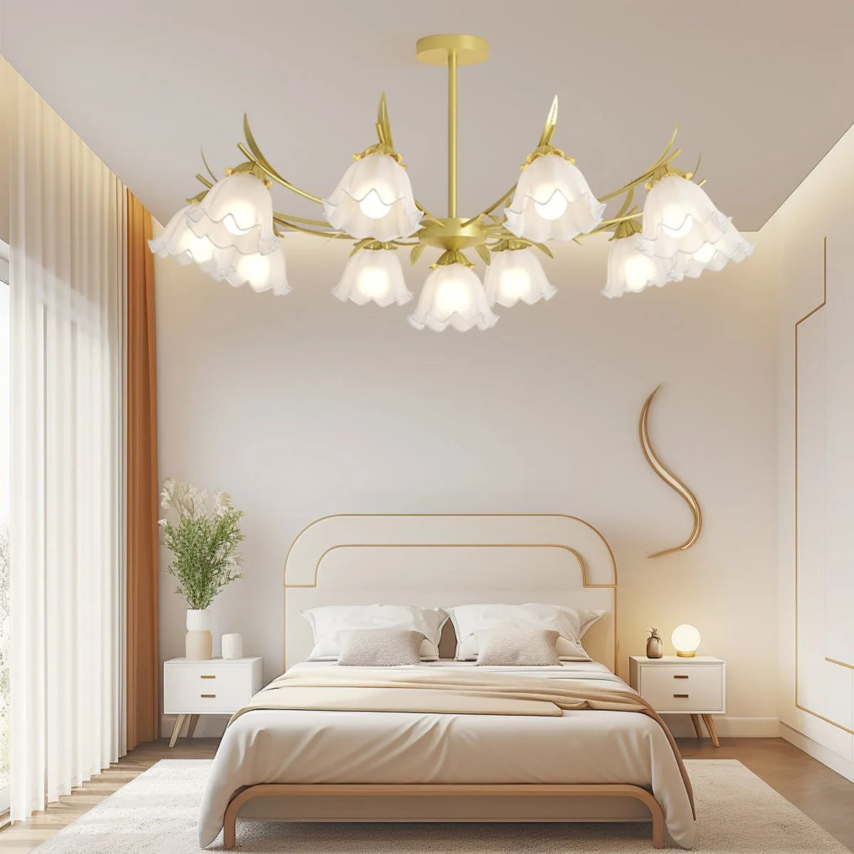 Antizer French Vintage Lily of the Valley Flower Chandelier