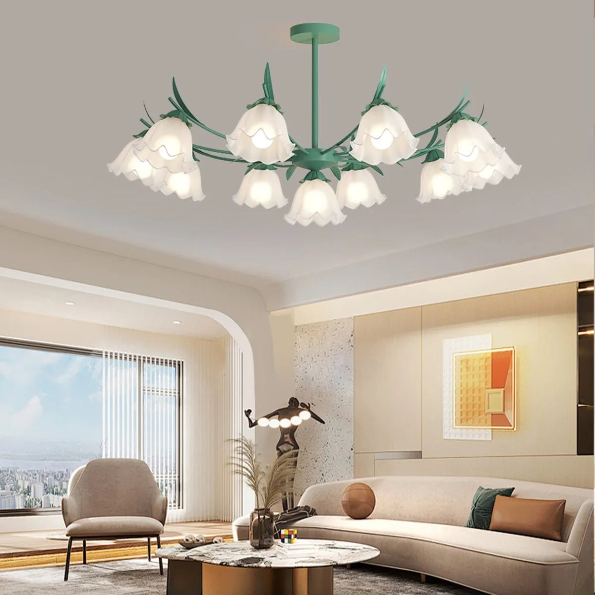 Antizer French Vintage Lily of the Valley Flower Chandelier