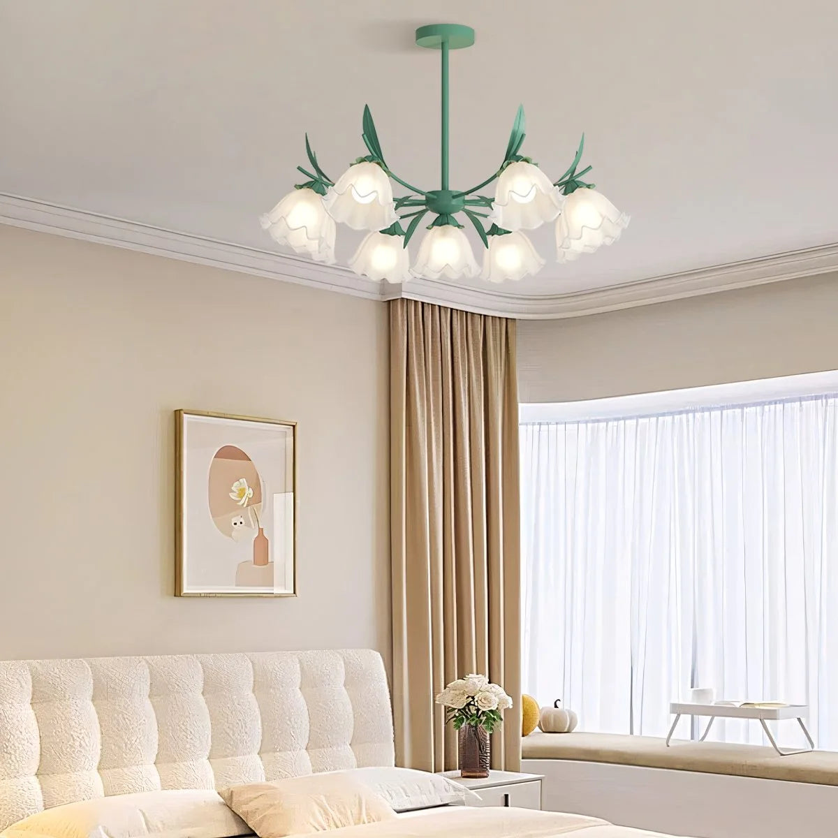 Antizer French Vintage Lily of the Valley Flower Chandelier