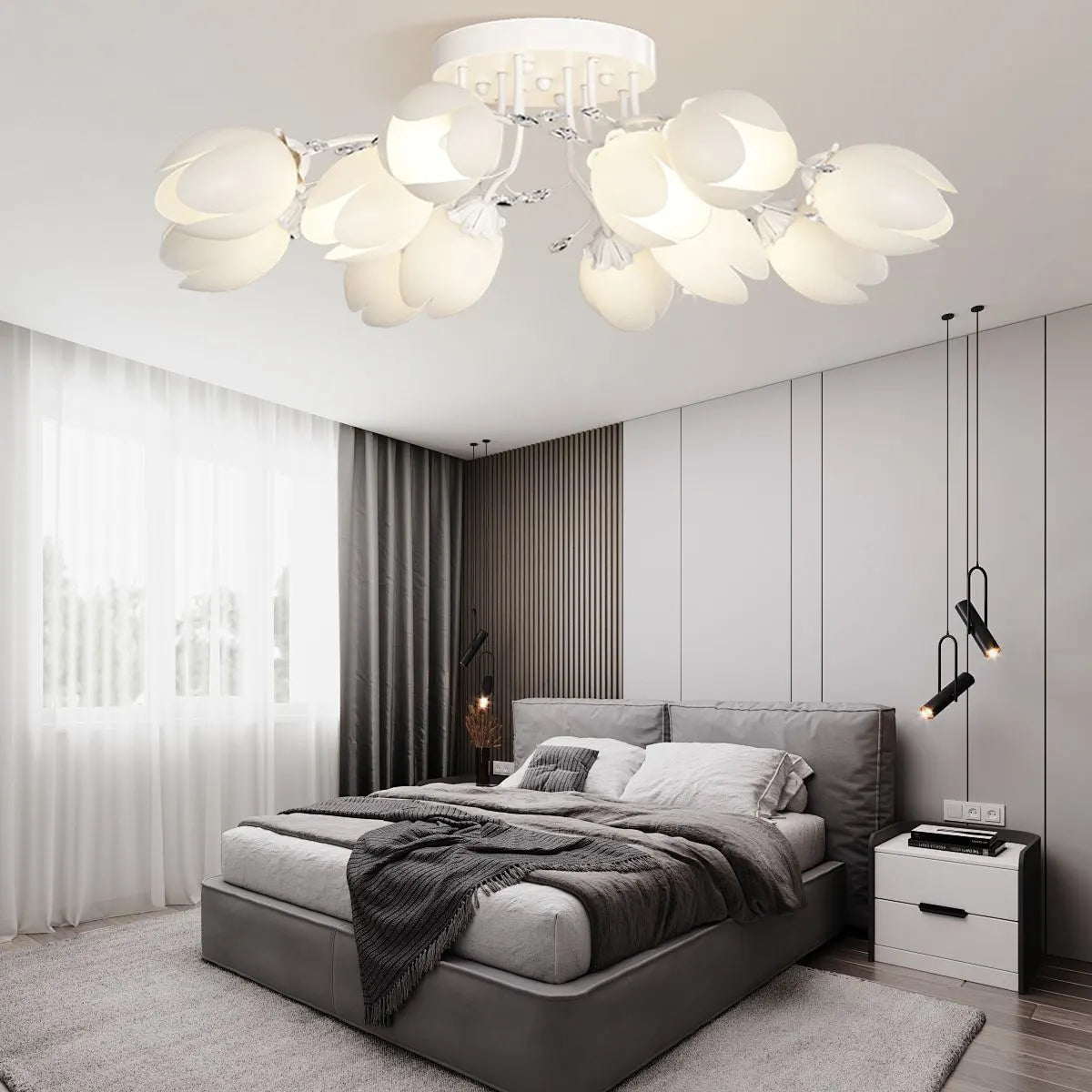 Antizer French Pastoral Flower Ceiling Chandelier