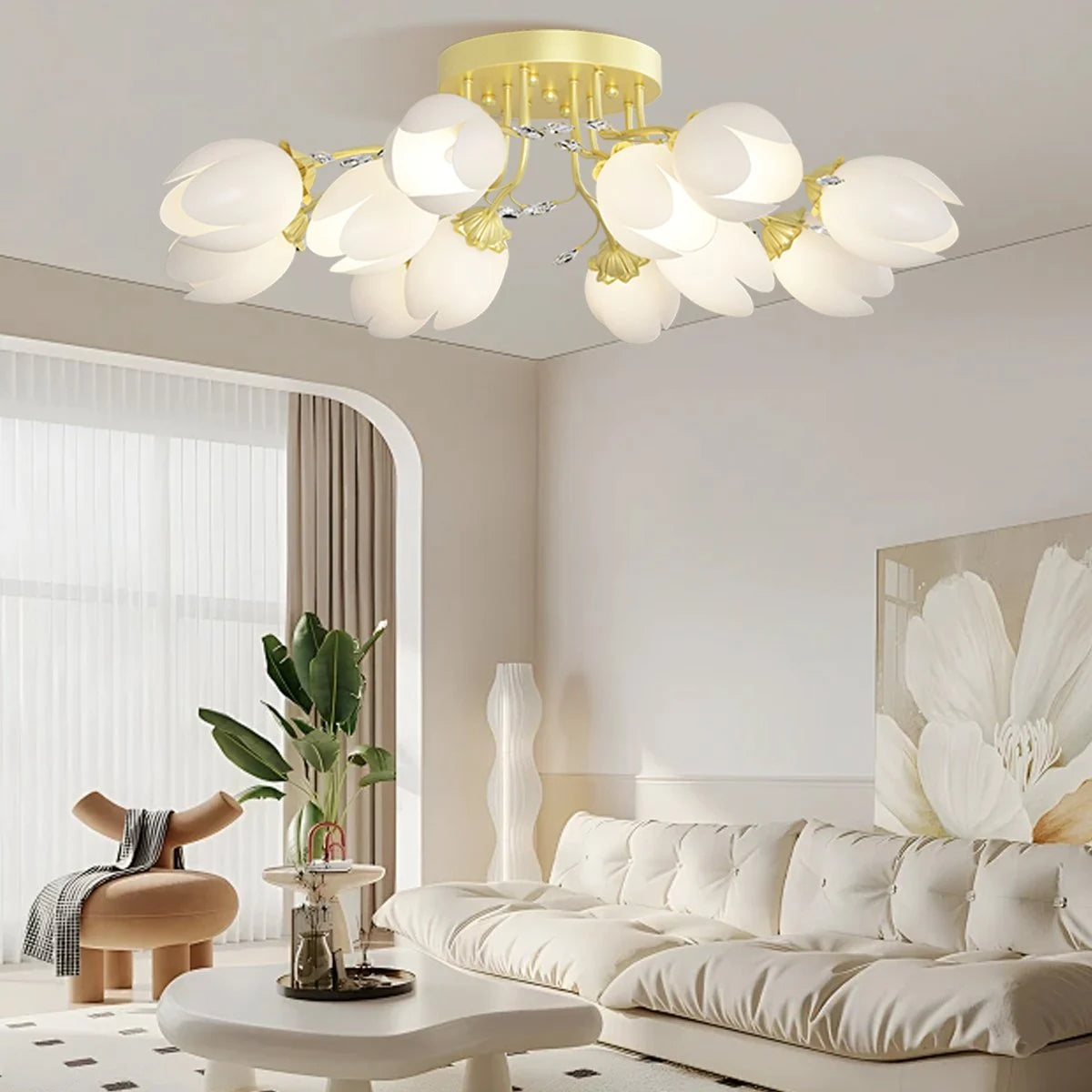 Antizer French Pastoral Flower Ceiling Chandelier