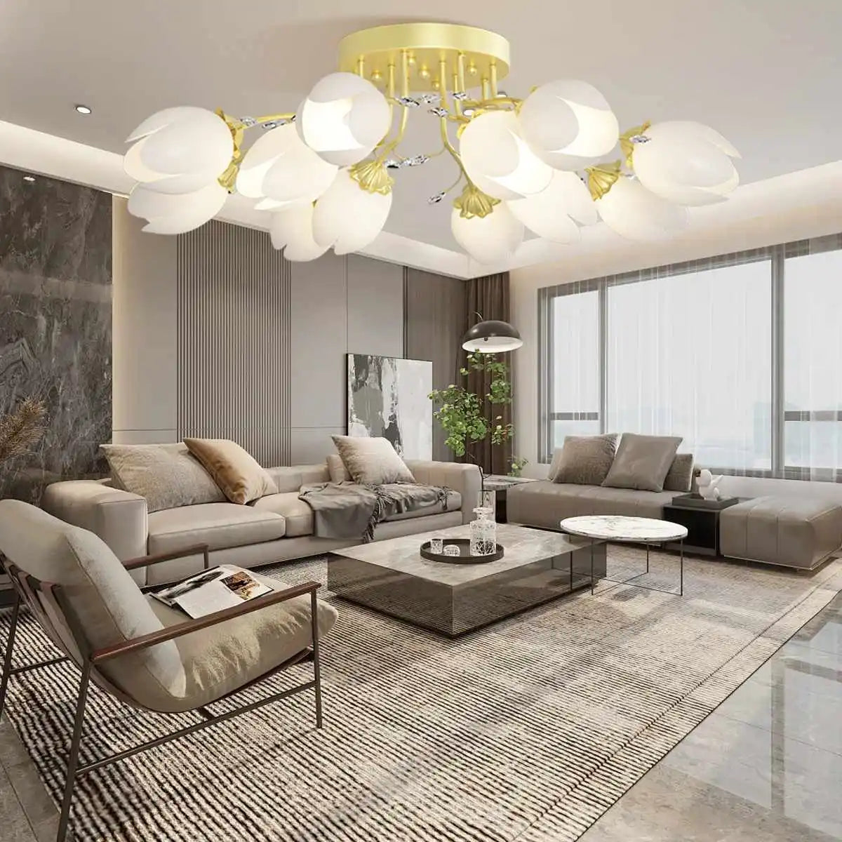 Antizer French Pastoral Flower Ceiling Chandelier