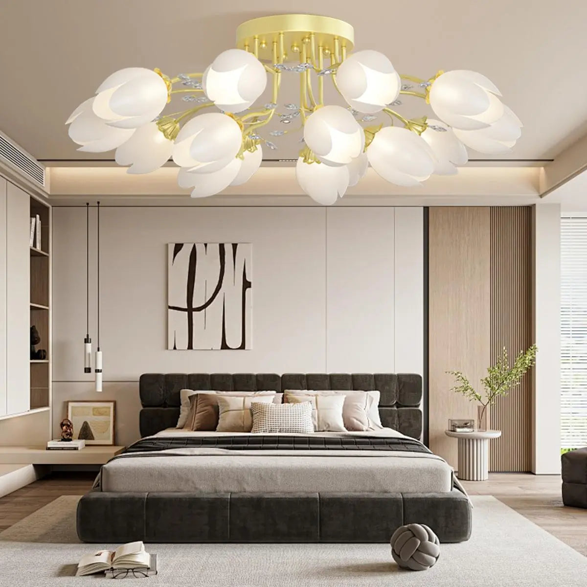Antizer French Pastoral Flower Ceiling Chandelier