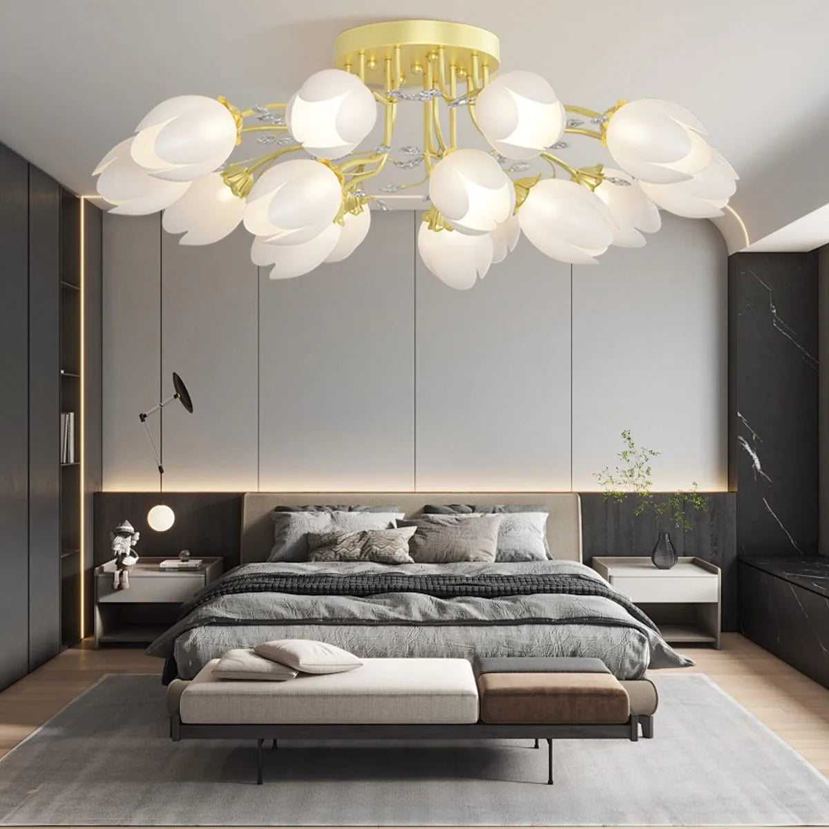 Antizer French Pastoral Flower Ceiling Chandelier