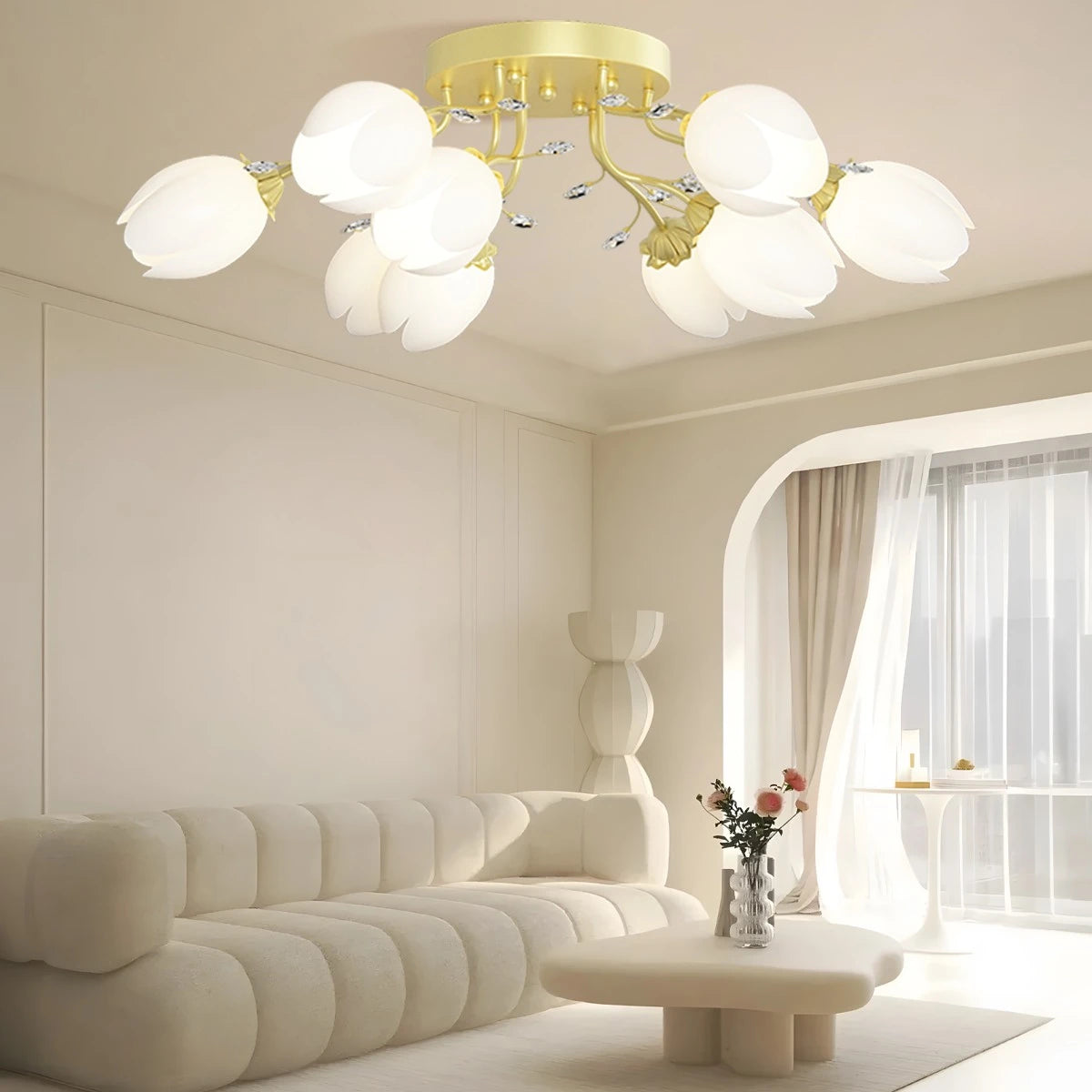 Antizer French Pastoral Flower Ceiling Chandelier