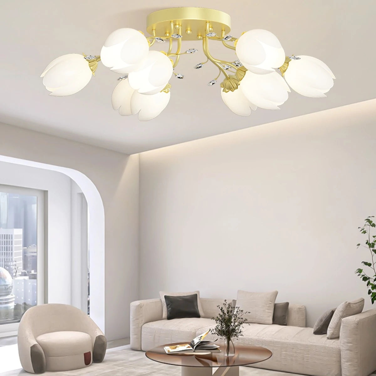 Antizer French Pastoral Flower Ceiling Chandelier