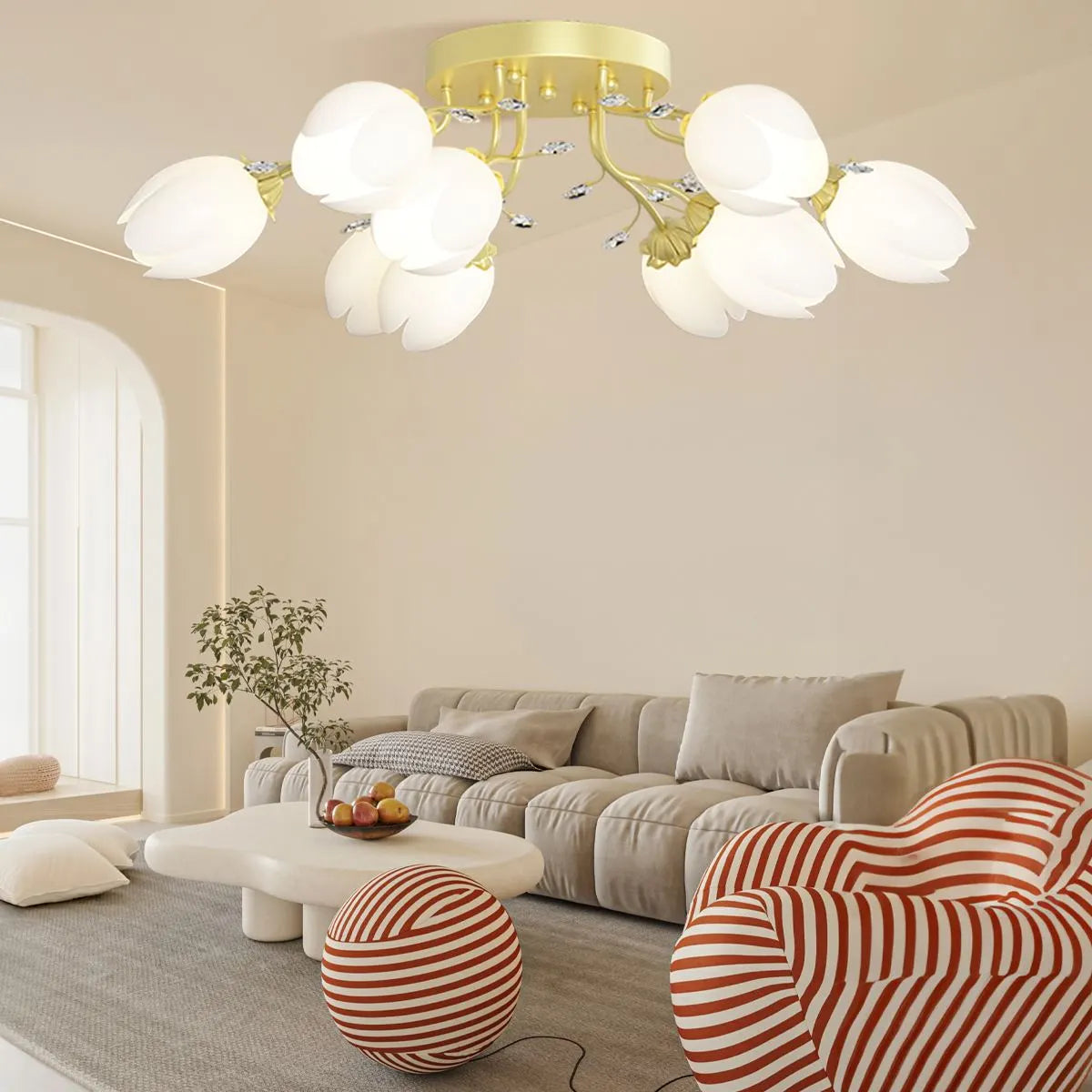 Antizer French Pastoral Flower Ceiling Chandelier