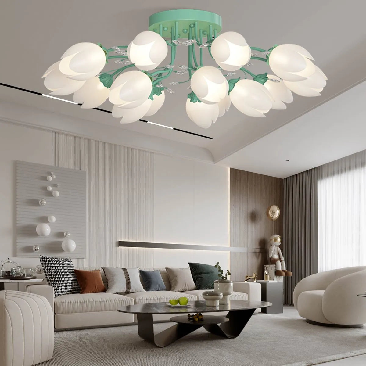 Antizer French Pastoral Flower Ceiling Chandelier