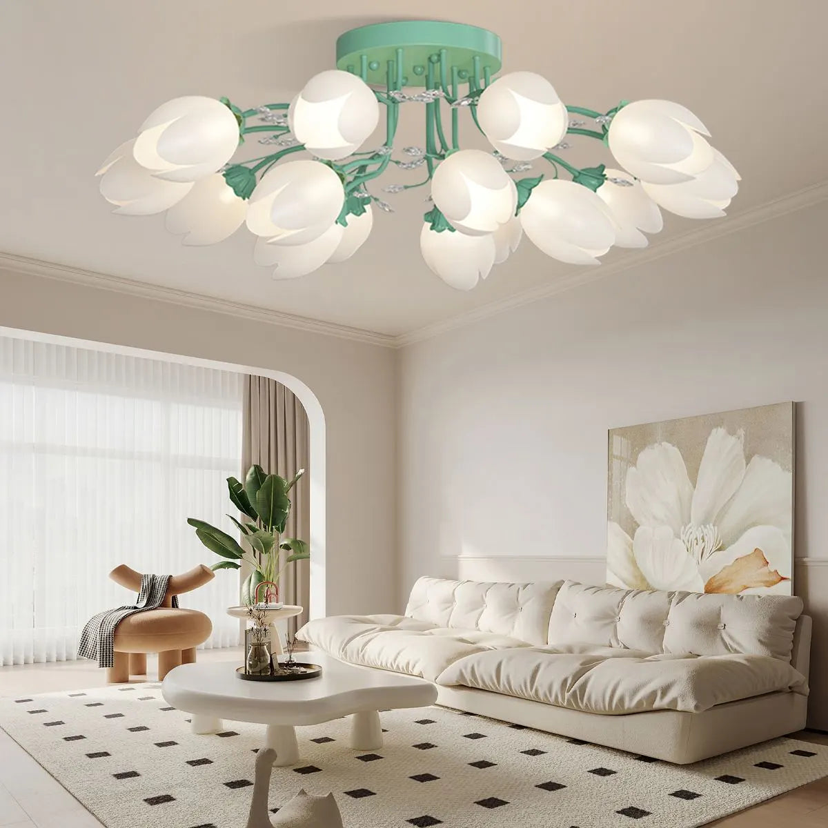 Antizer French Pastoral Flower Ceiling Chandelier