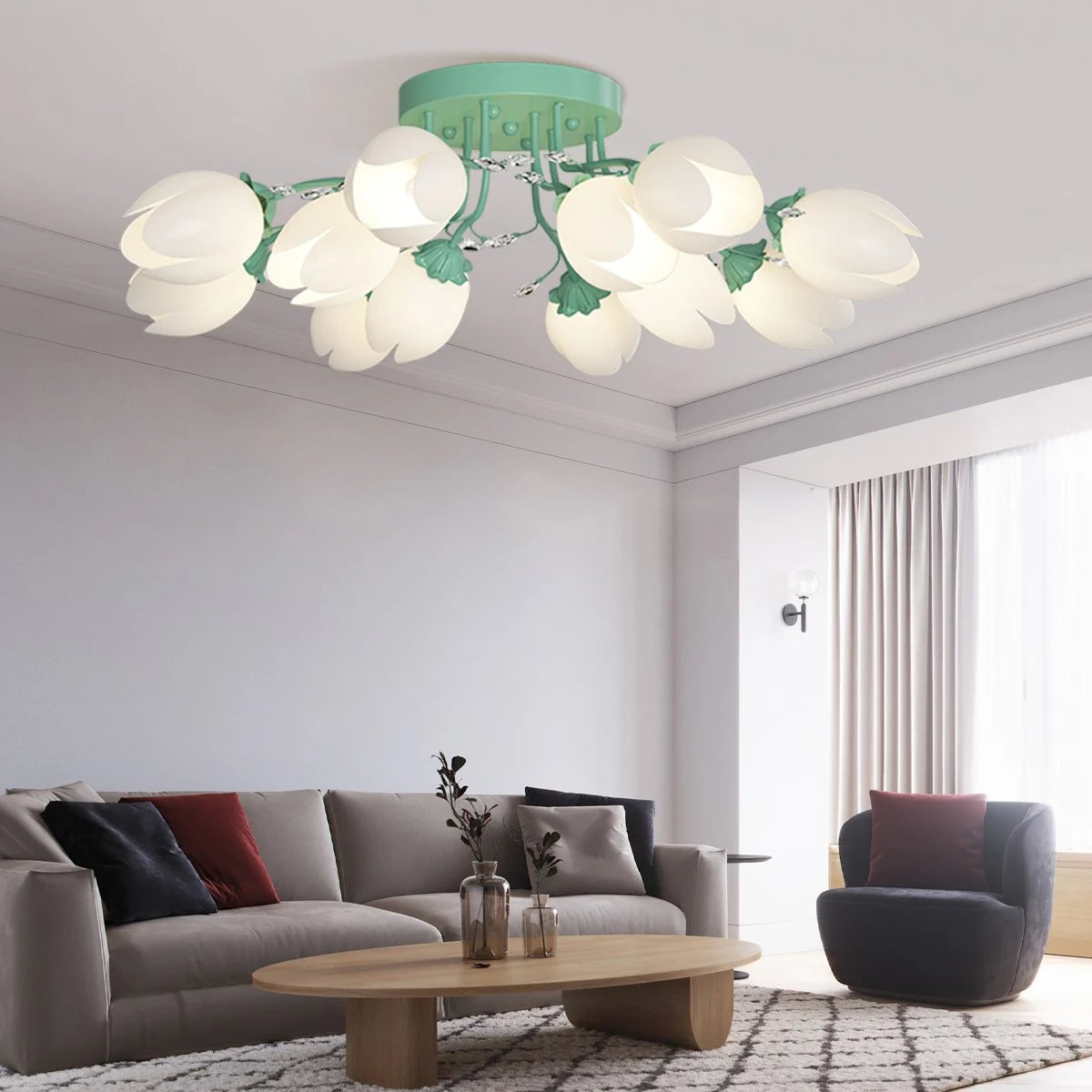 Antizer French Pastoral Flower Ceiling Chandelier