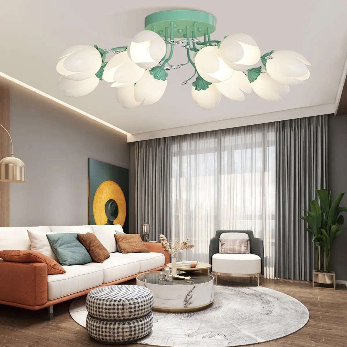 Antizer French Pastoral Flower Ceiling Chandelier