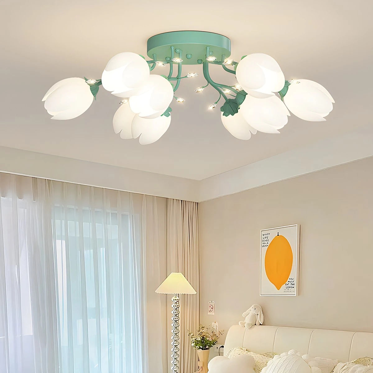 Antizer French Pastoral Flower Ceiling Chandelier