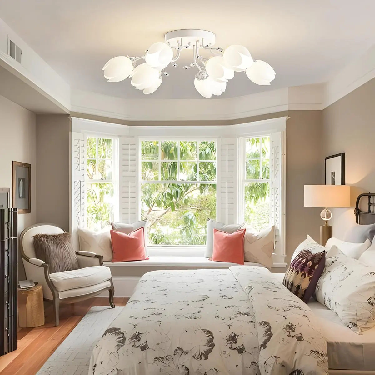 Antizer French Pastoral Flower Ceiling Chandelier