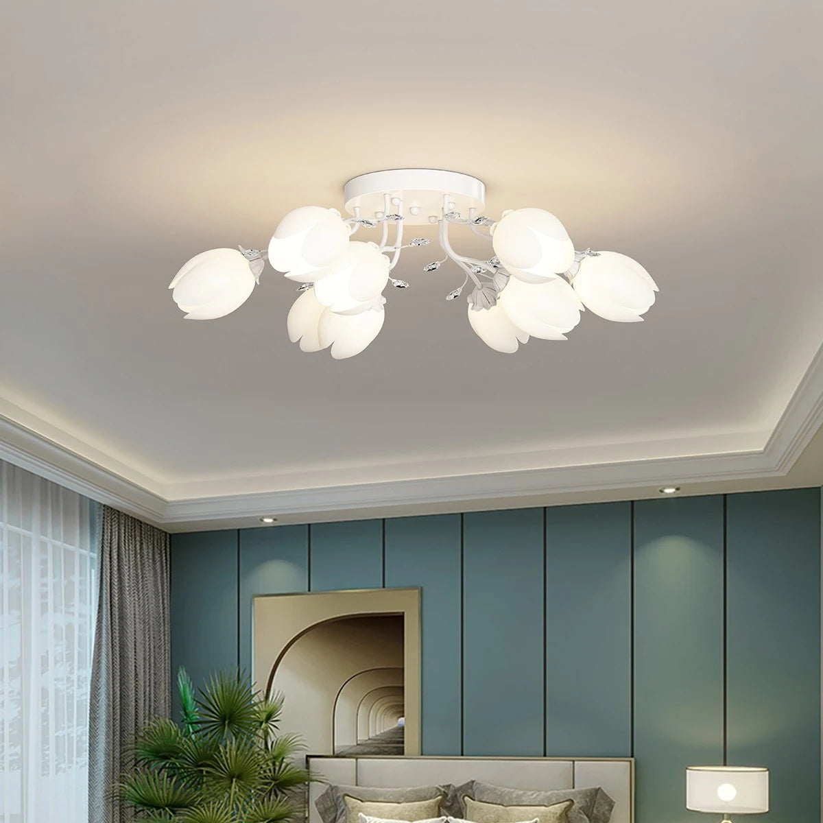Antizer French Pastoral Flower Ceiling Chandelier