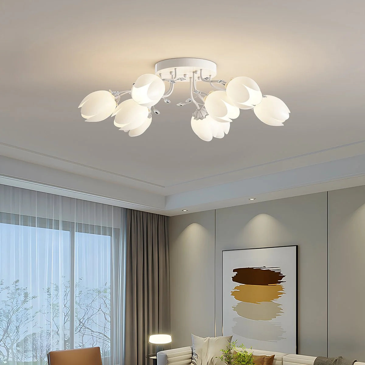 Antizer French Pastoral Flower Ceiling Chandelier