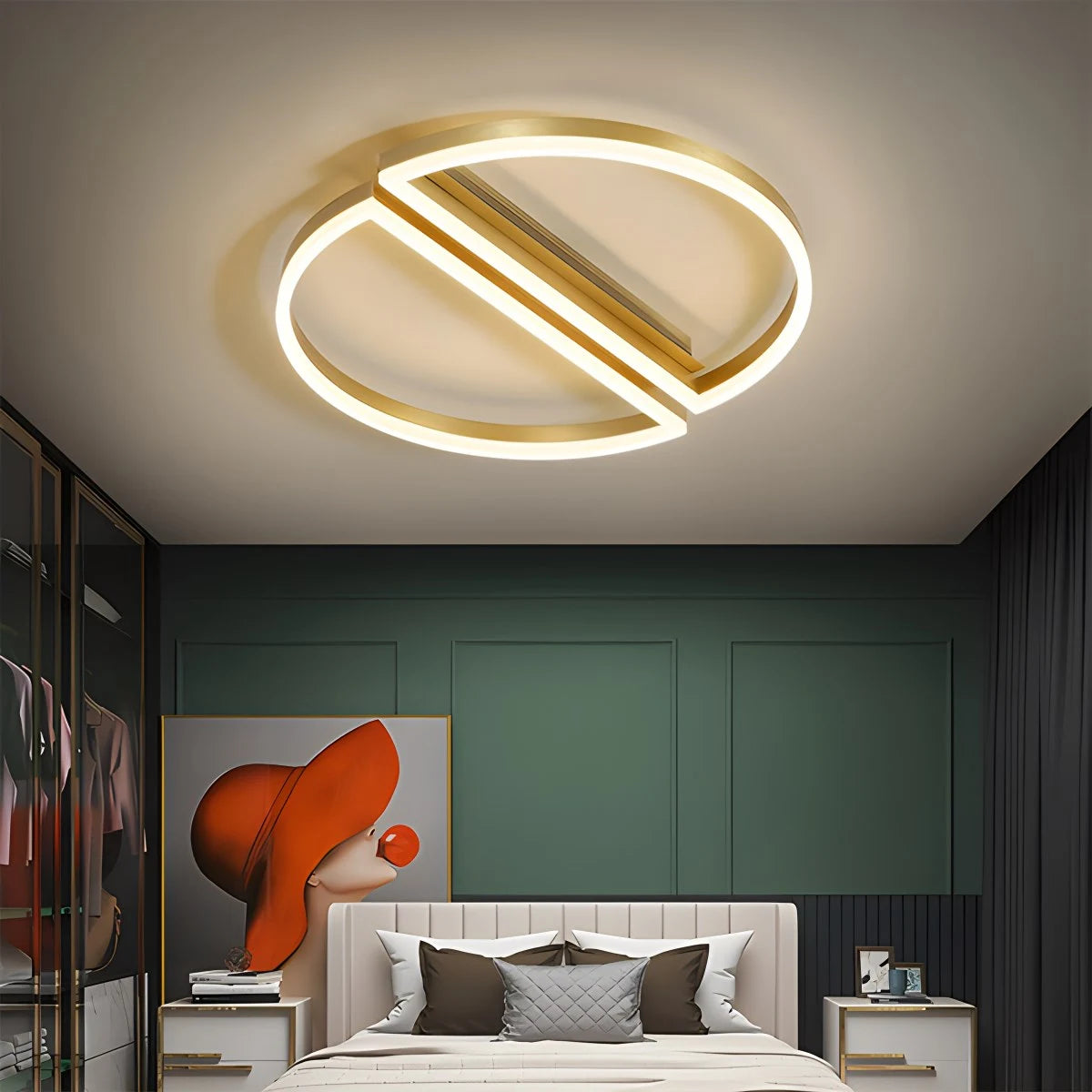 Antizer Half Round Ceiling Light for Bedroom Gold