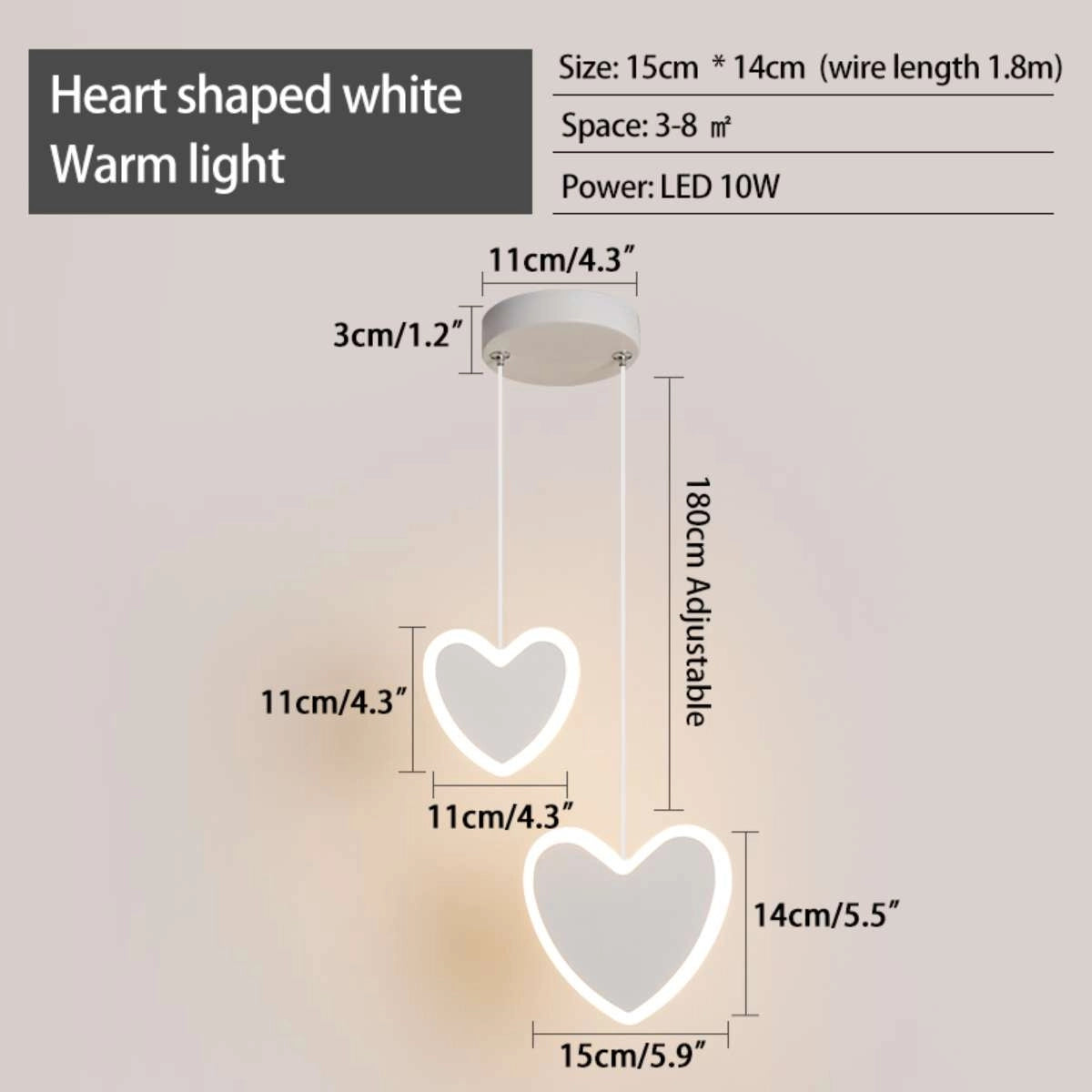 Antizer Modern Simple Ceiling Pendant Light Heart Shaped Warm Light