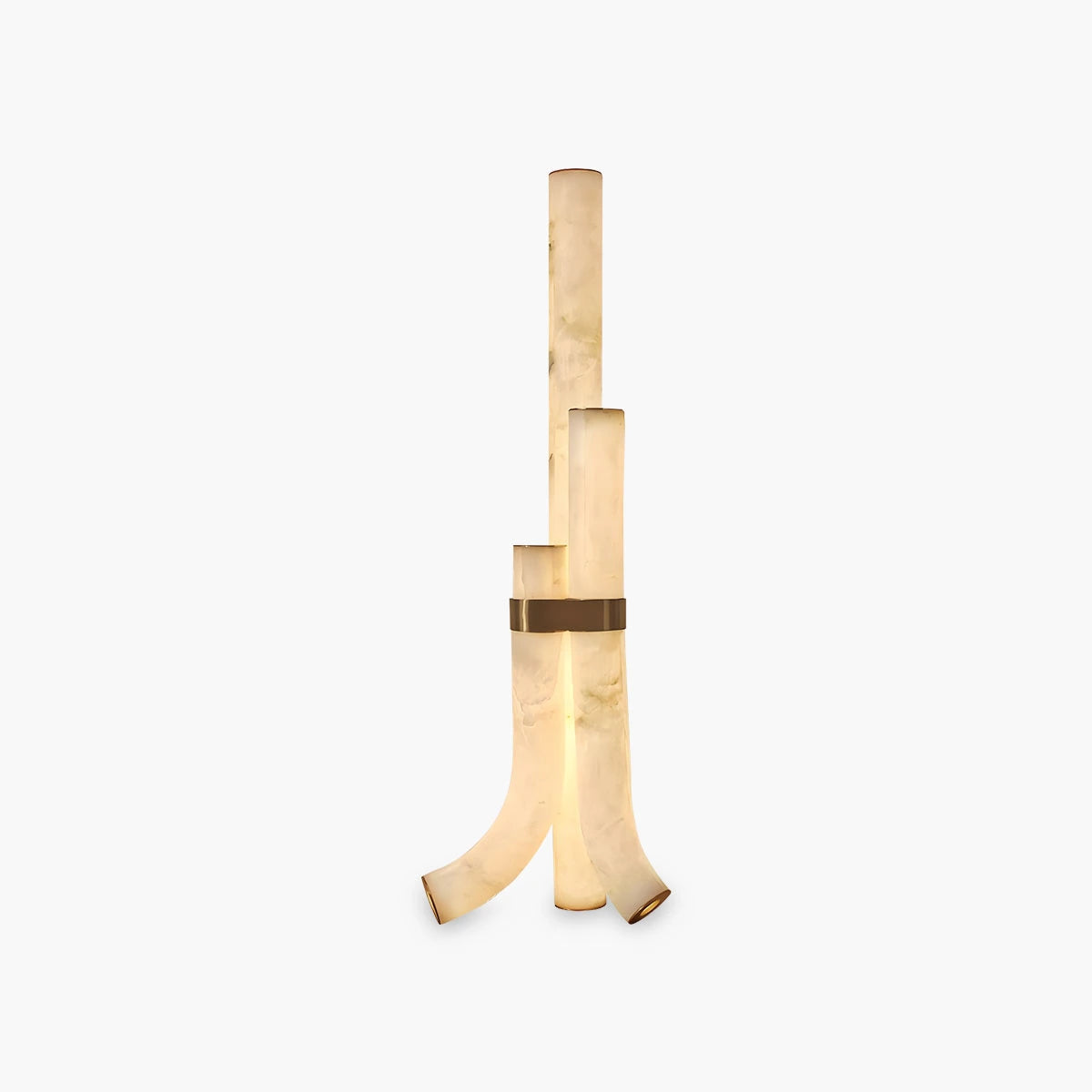 Antizer Copper & Natural Spanish Alabaster Piped Floor Lamp