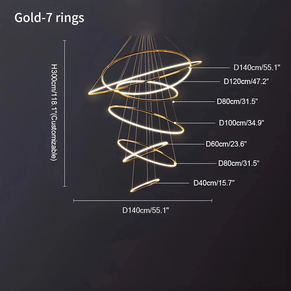 Antizer Large Tiered Ring Foyer Chandelier