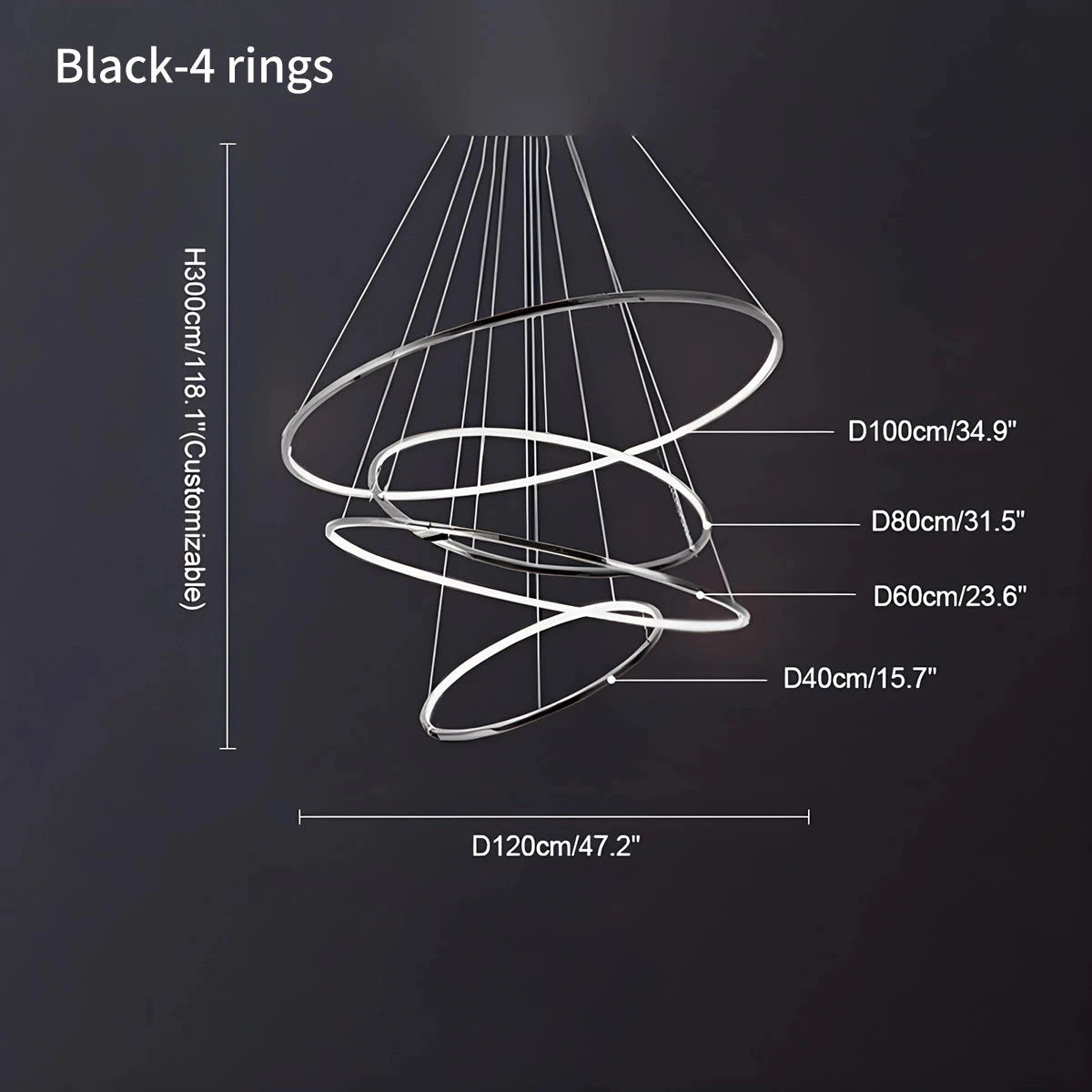 Antizer Large Tiered Ring Foyer Chandelier