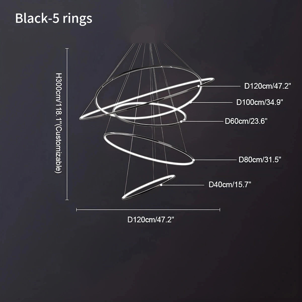 Antizer Large Tiered Ring Foyer Chandelier