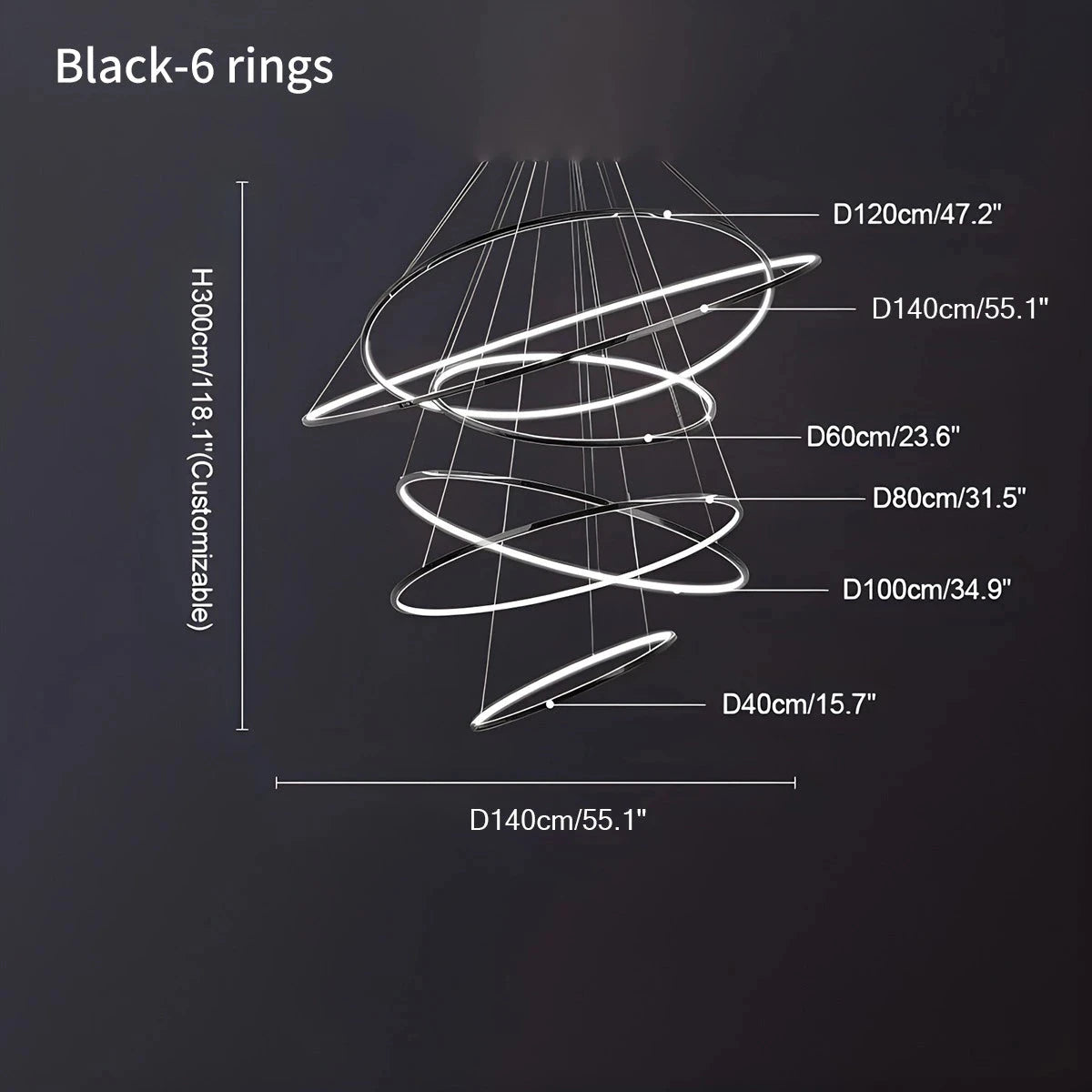 Antizer Large Tiered Ring Foyer Chandelier