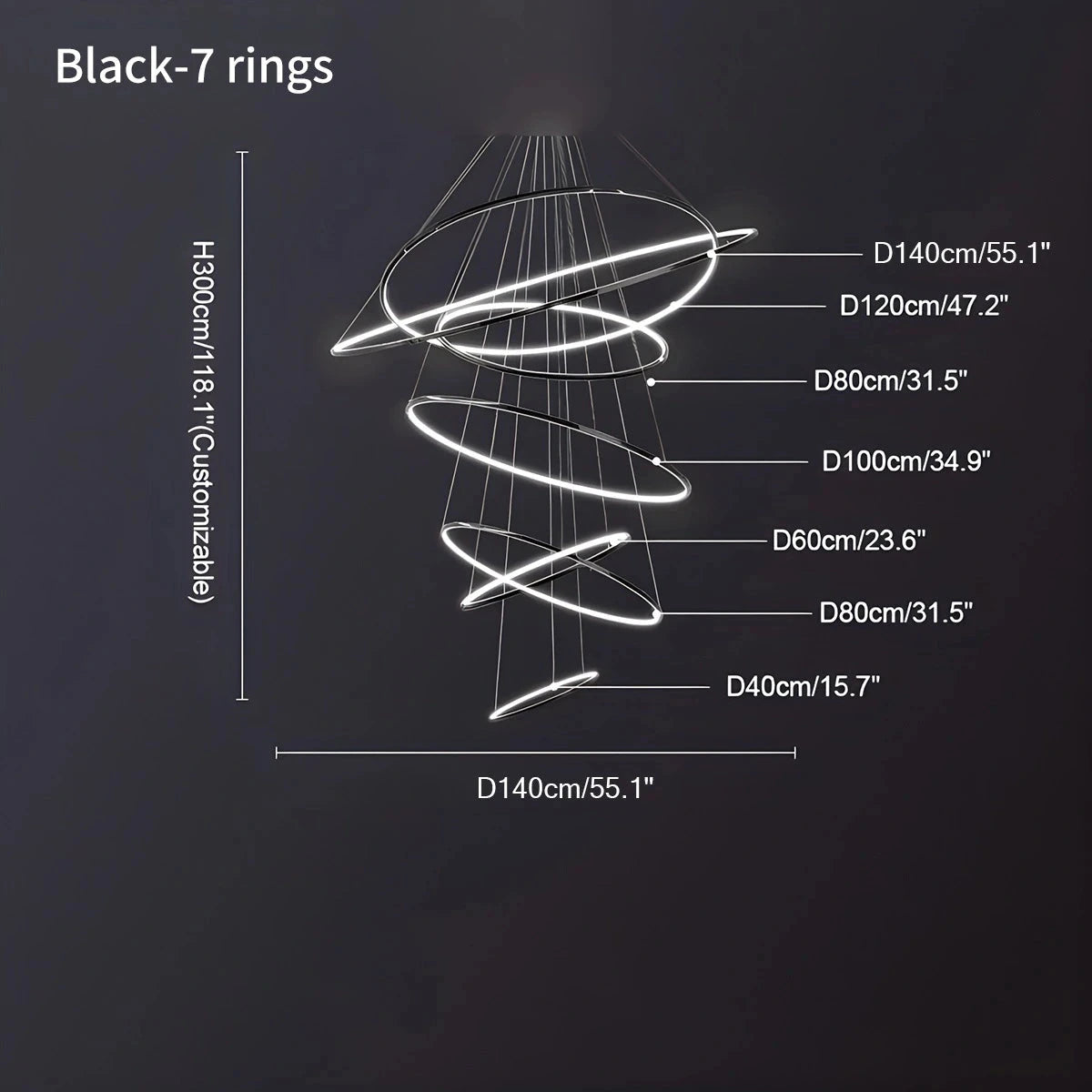 Antizer Large Tiered Ring Foyer Chandelier