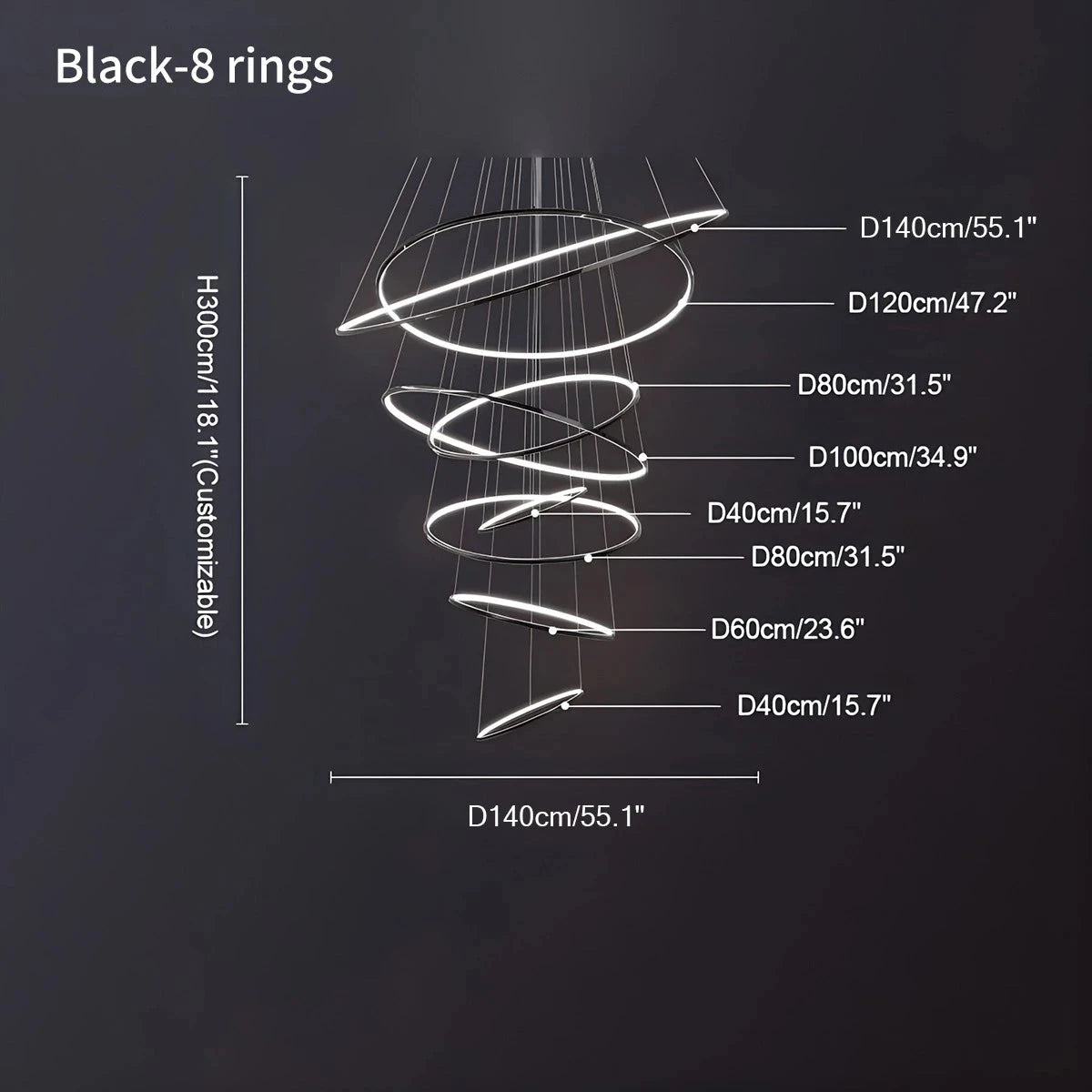 Antizer Large Tiered Ring Foyer Chandelier