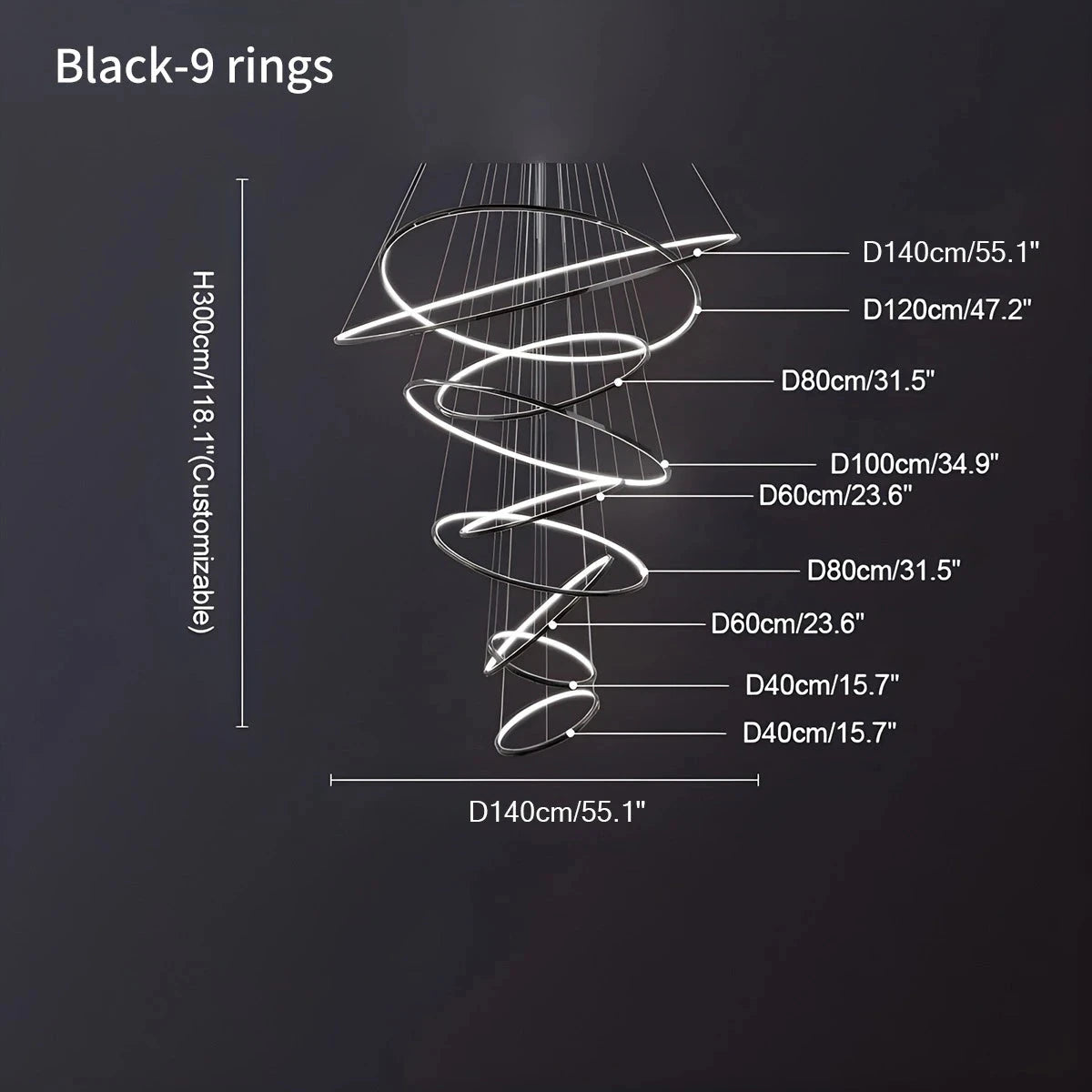 Antizer Large Tiered Ring Foyer Chandelier