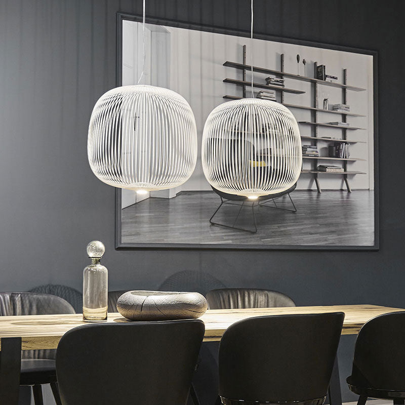 white bird cage pendant light