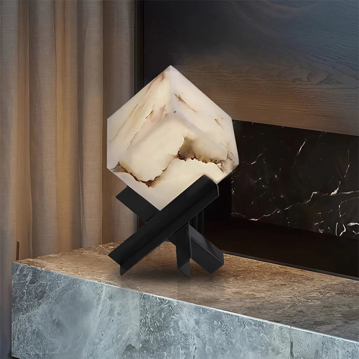 Antizer Light Luxury Study Square Spanish Alabaster Table Lamp