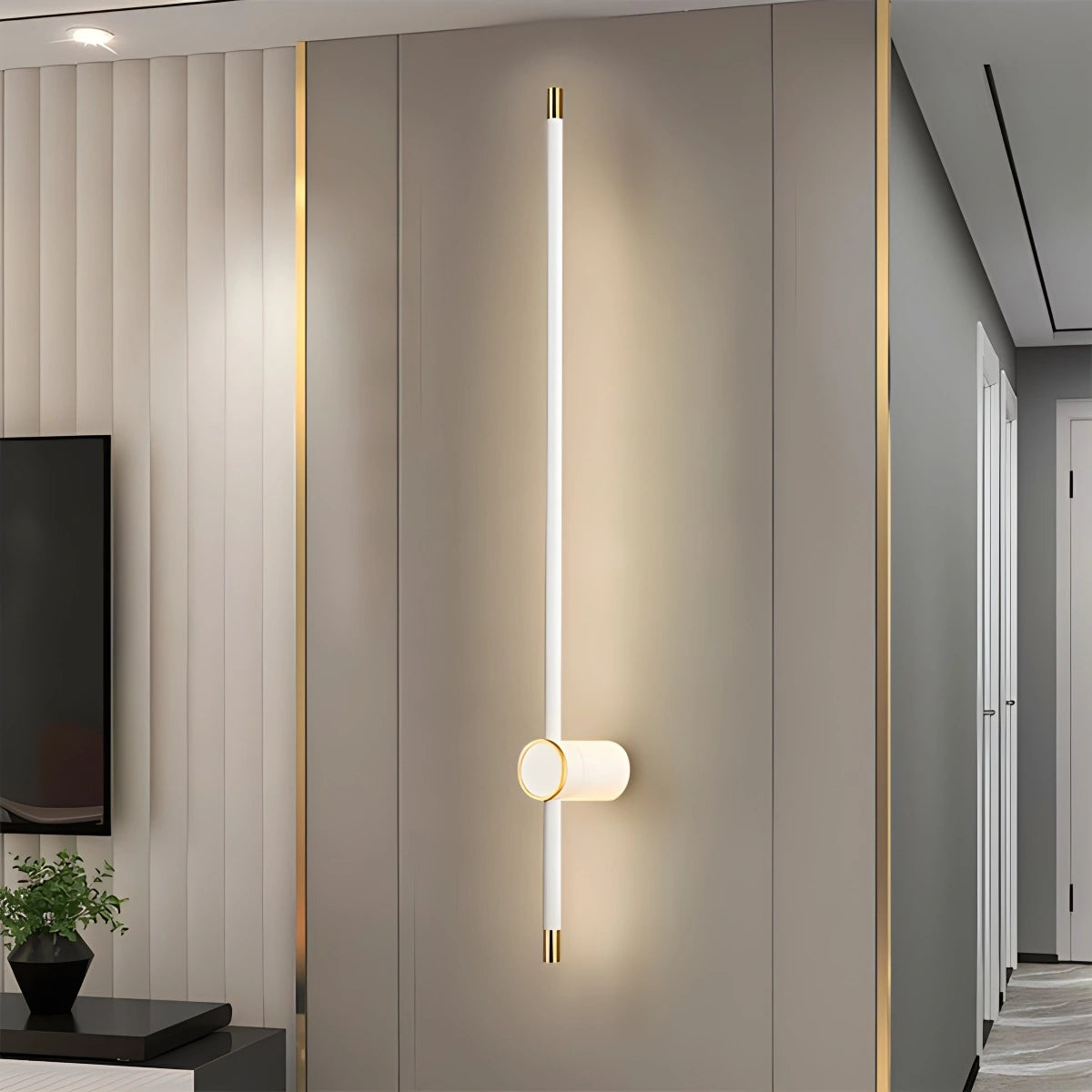 Antizer Long Roman Column Wall Lamp for Bedroom Gold Warm Light