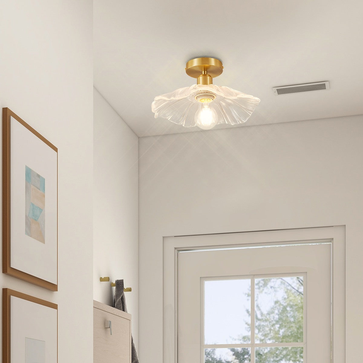 Antizer European Style Copper Glass Ceiling Lamp-J