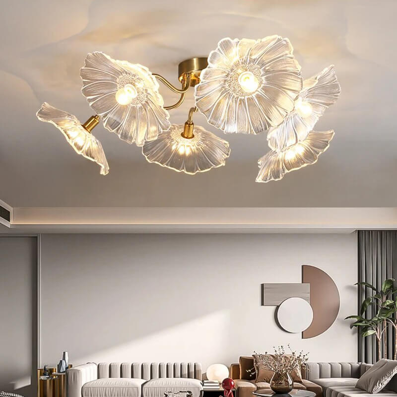 Antizer Lotus Leaf Glass Ceiling Lamp for Living Room