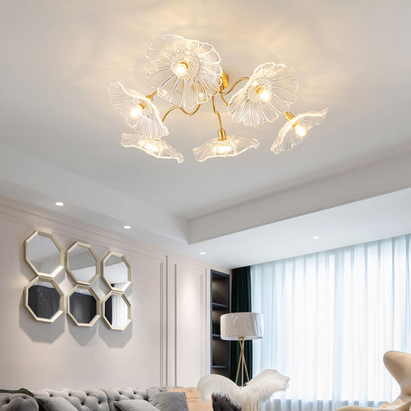 Antizer Lotus Leaf Glass Ceiling Lamp for Living Room