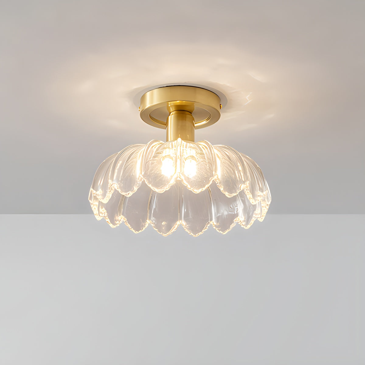Antizer European Style Copper Glass Ceiling Lamp-H Style A Warm Light