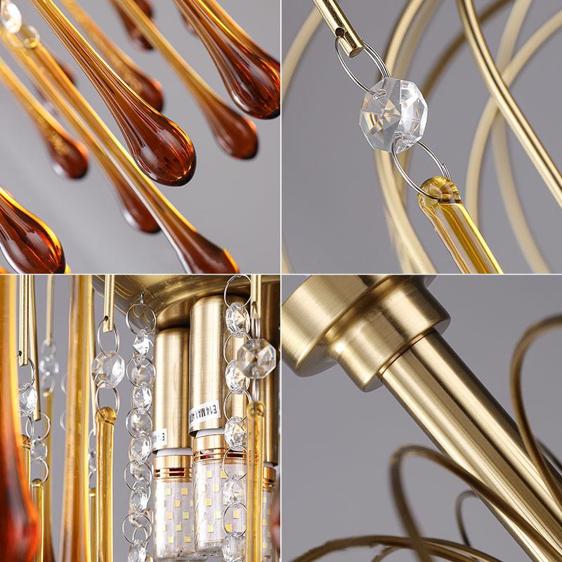 Antizer French Retro Water Drop Glass Chandelier