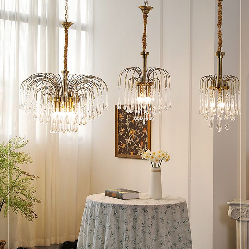 Antizer French Retro Water Drop Glass Chandelier