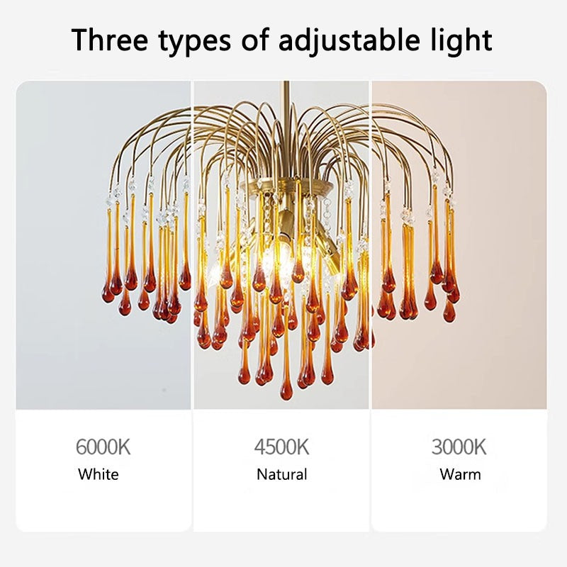 Antizer French Retro Water Drop Glass Chandelier