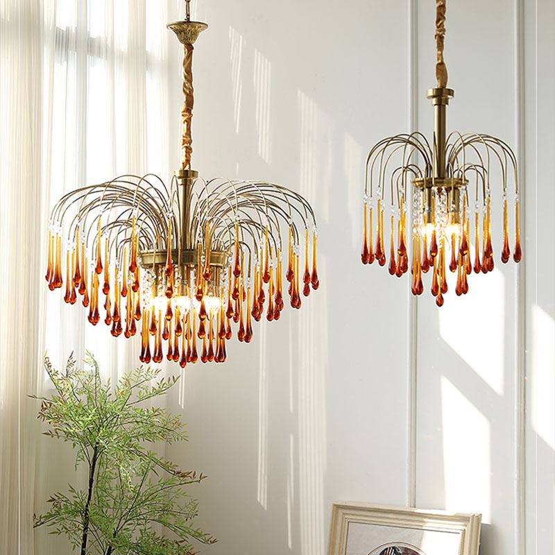 Antizer French Retro Water Drop Glass Chandelier