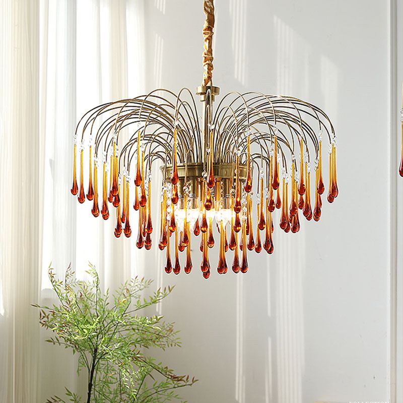 Antizer French Retro Water Drop Glass Chandelier
