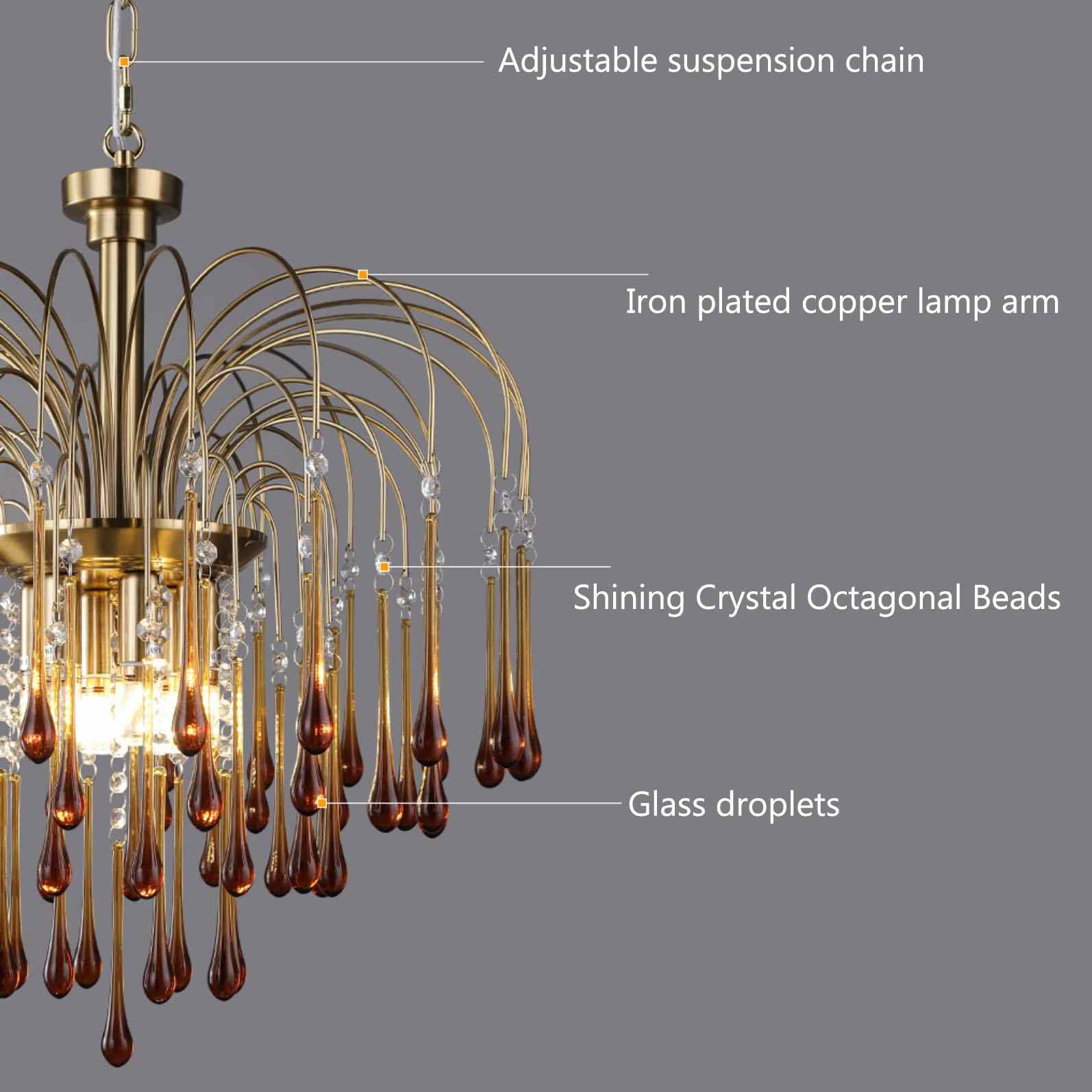 Antizer French Retro Water Drop Glass Chandelier