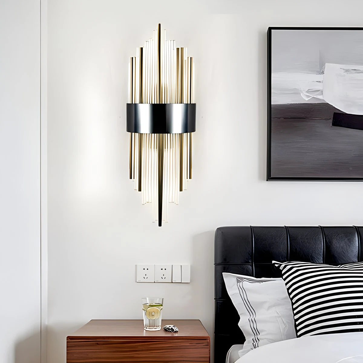 Antizer Minimal Luxury Glass Wall Lamp Black Tricolor Dimming