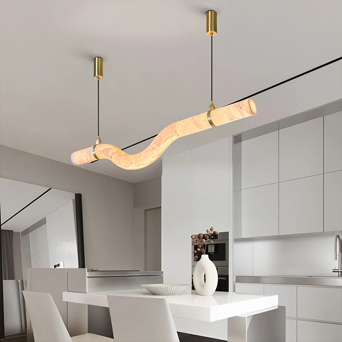 Antizer Minimalist Linear Spanish Alabaster Pendant Light