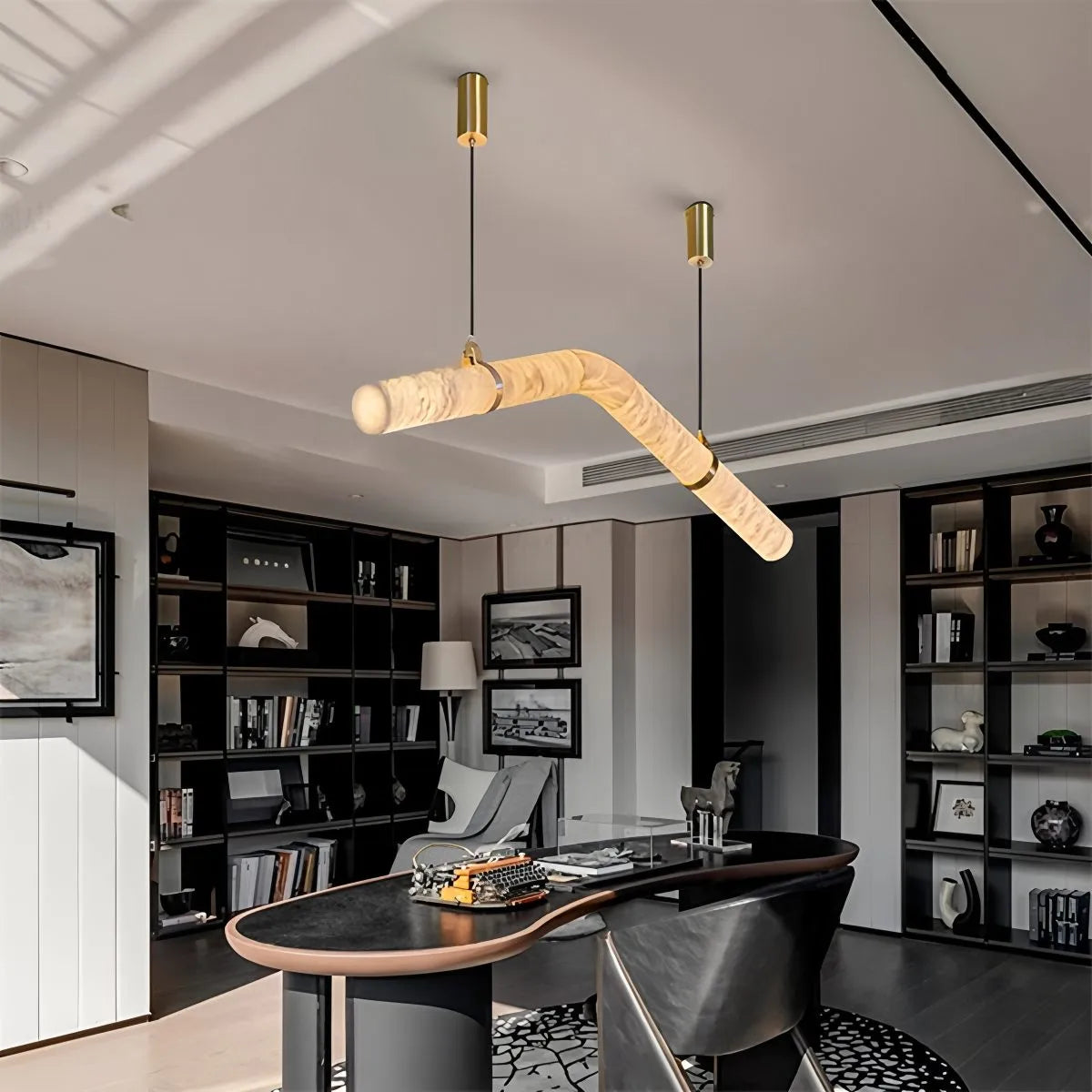 Antizer Minimalist Linear Spanish Alabaster Pendant Light
