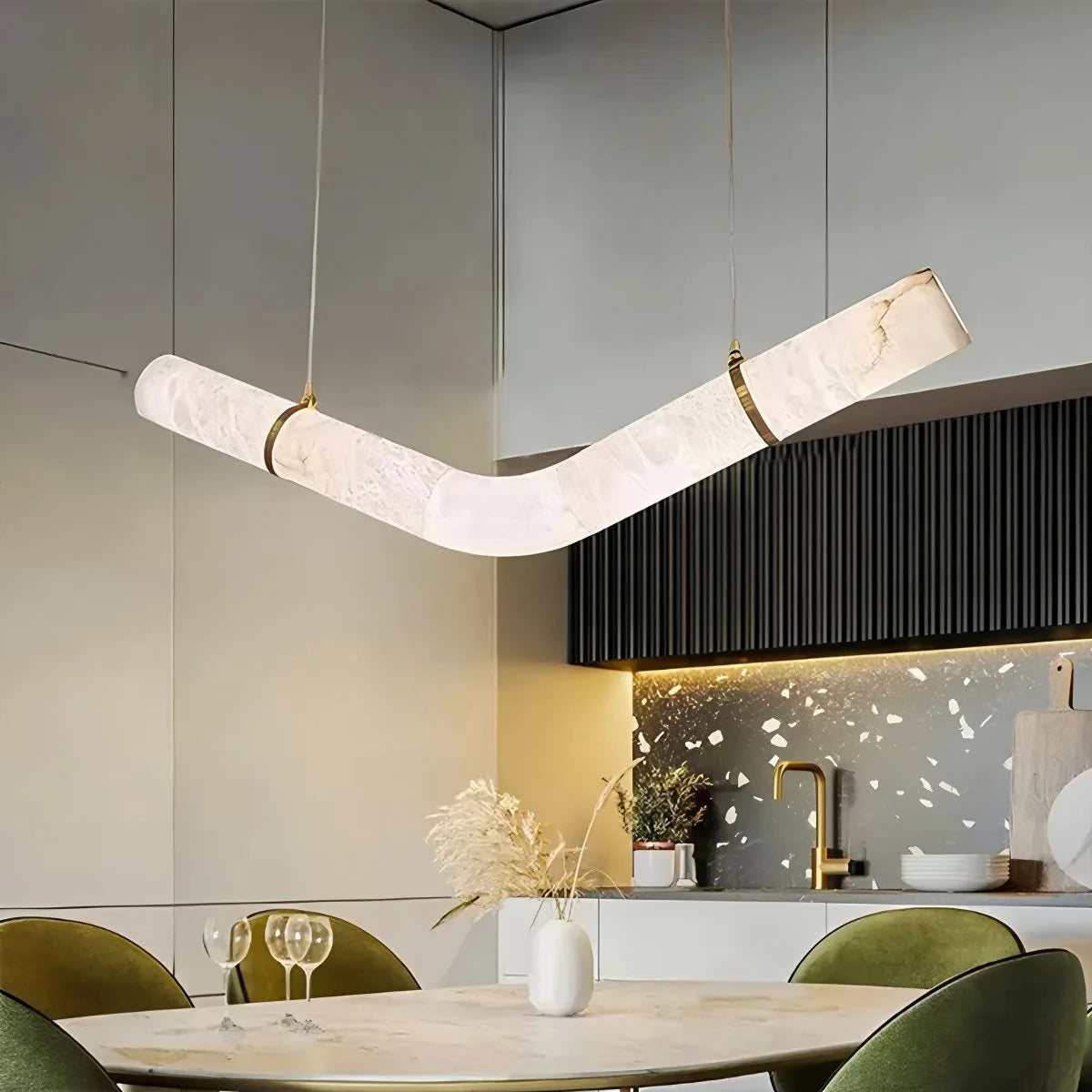 Antizer Minimalist Linear Spanish Alabaster Pendant Light