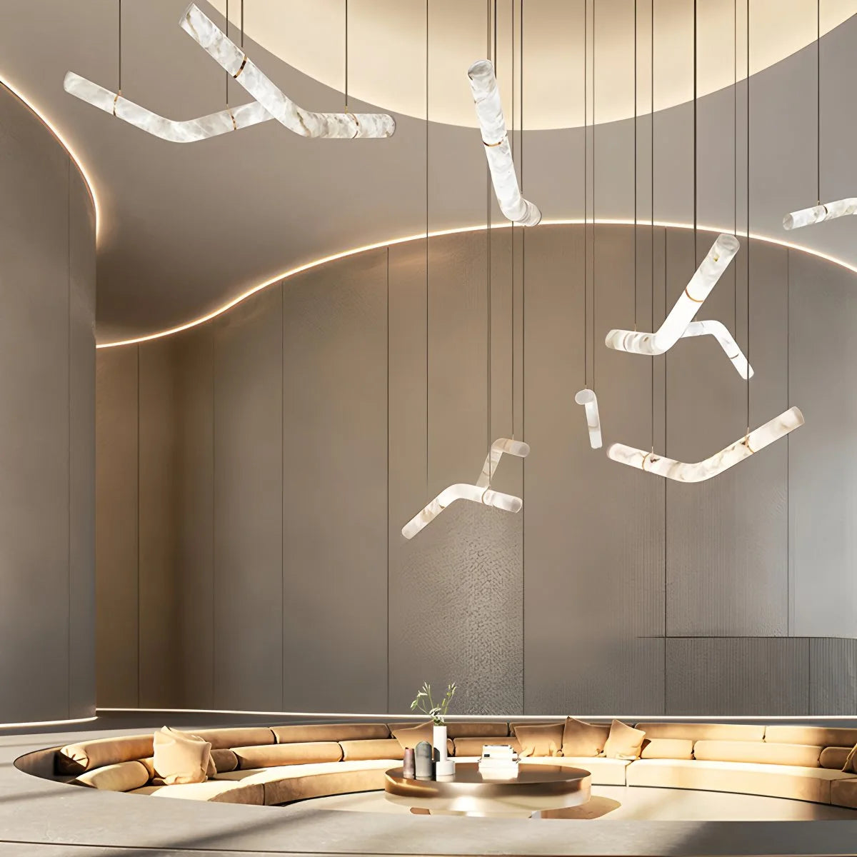 Antizer Minimalist Linear Spanish Alabaster Pendant Light