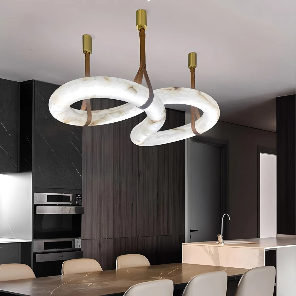 Antizer Minimalist Linear Spanish Alabaster Pendant Light