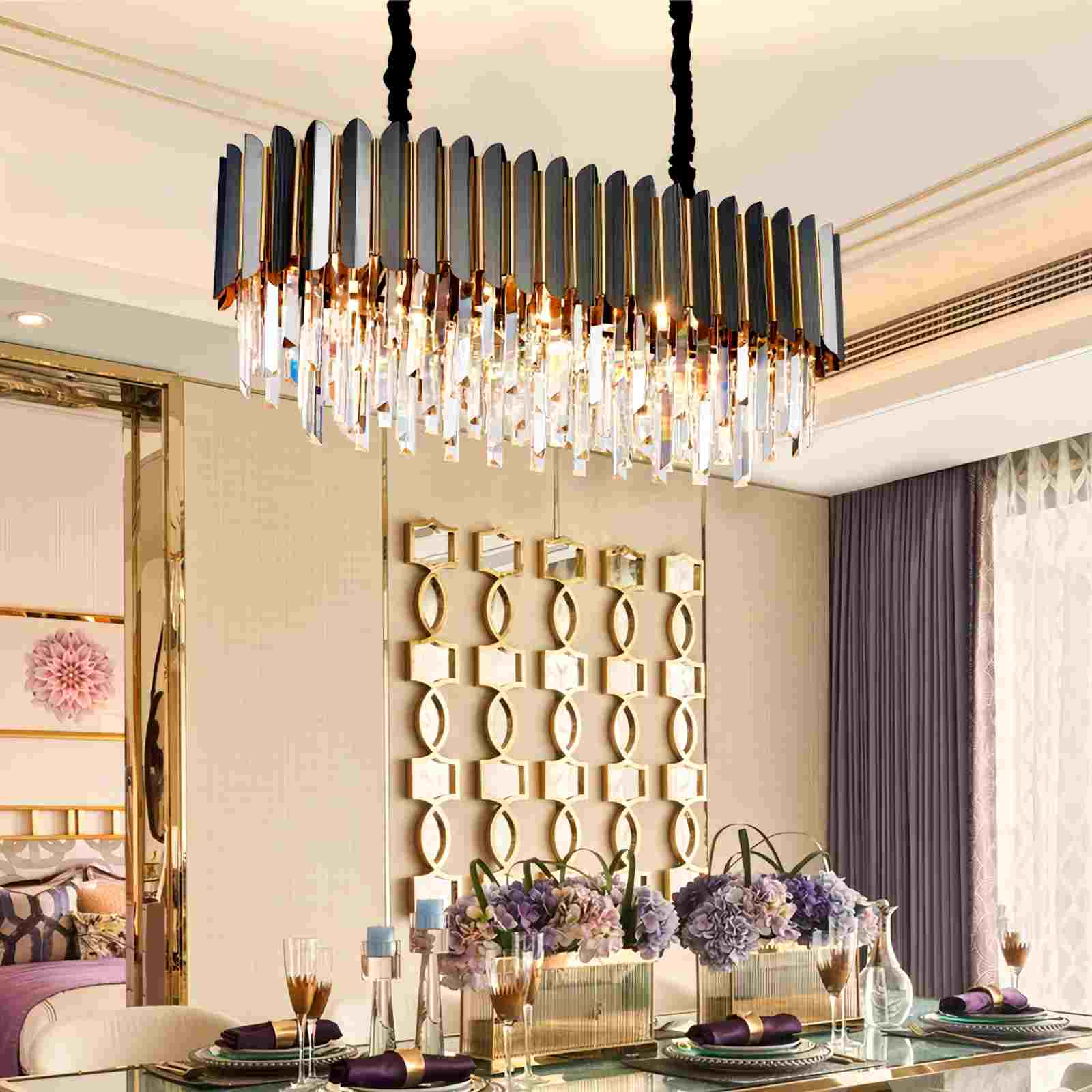 Antizer Modern Black Gold Luxury Crystal Chandelier
